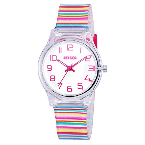 Zeiger - Reloj deportivo para niñas y niños, con correa de resina