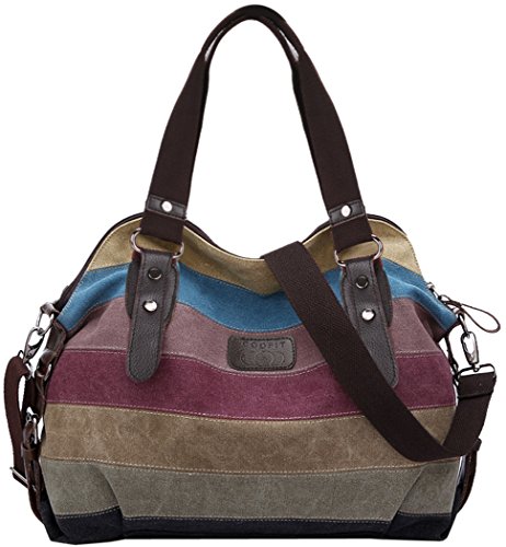 Multicolor rayas la lona de los totalizadores del bolso de las mujeres...