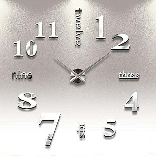 Reloj de Pared 3D con Números Adhesivos DIY Bricolaje Moderno Decoración Adorno...
