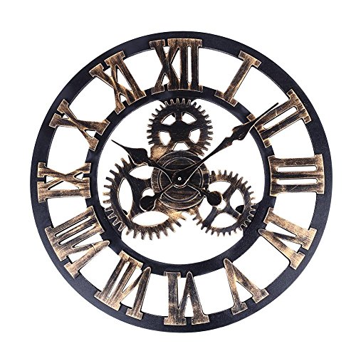 Soledi Reloj de Pared Engranaje Hueca Estilo Metálico Mecánico 40cm