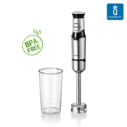 Aigostar Stirring Silver 30IOM - Batidora de mano en acero inoxidable, potencia...