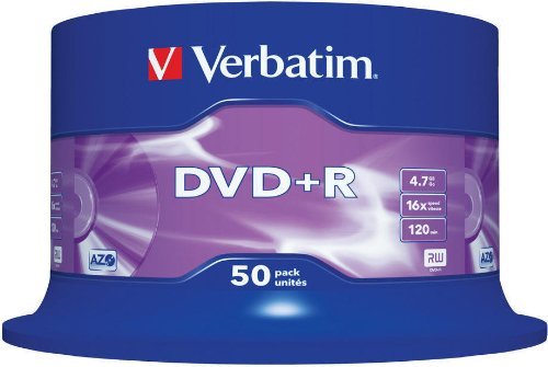 Verbatim 43550 -Pack de DVD+R vírgenes (50 unidades, 4.7 GB, 16x)