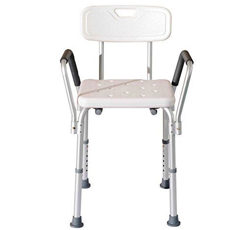 Silla de Ducha Altura Regulable con Respaldo y Apoyabrazos aguanta hasta 135...