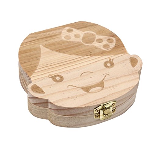 Sannysis Caja de almacenamiento de madera para Dientes de leche (Niñas)