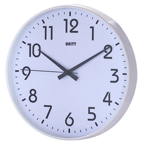 Unity Fradley - Reloj de pared silencioso, 30 cm, color blanco
