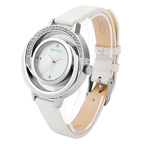 Dictac Reloj de Pulsera Mujer de Cuero Genuino Forma de Concha con...