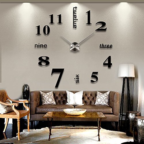 Reloj de Pared 3D con Números Adhesivos DIY Bricolaje Moderno Decoración Adorno...