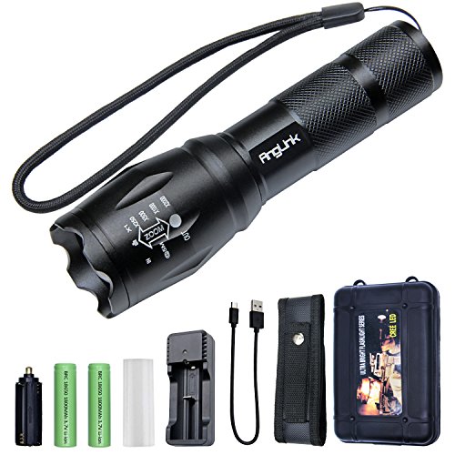 Linterna LED con Dos baterías, AngLink Kit de Linterna Táctica de Potentes...