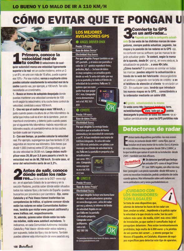 Todo-POI en Autofacil Abril 2011.